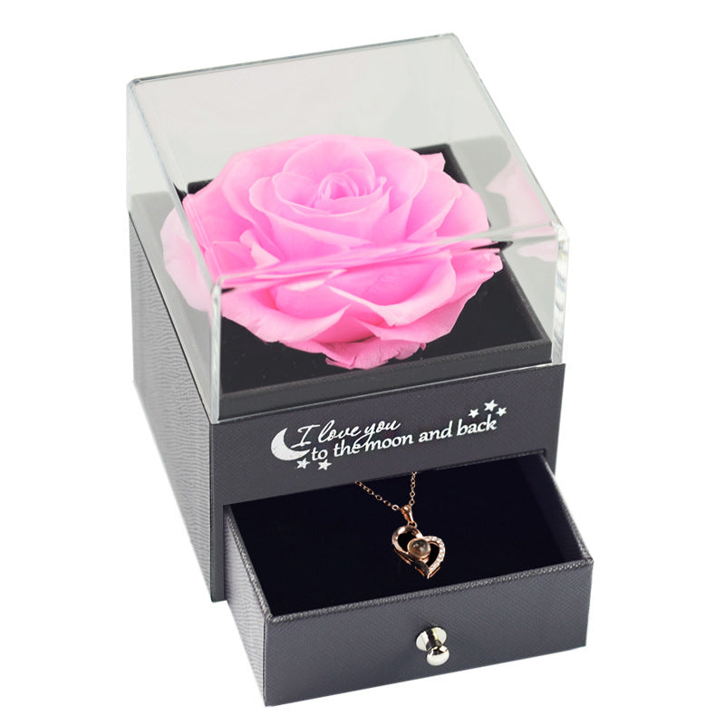 Eternal Flower Jewelry Box Rose Gift Box Necklace Wear Wedding Valentine's Day Gift